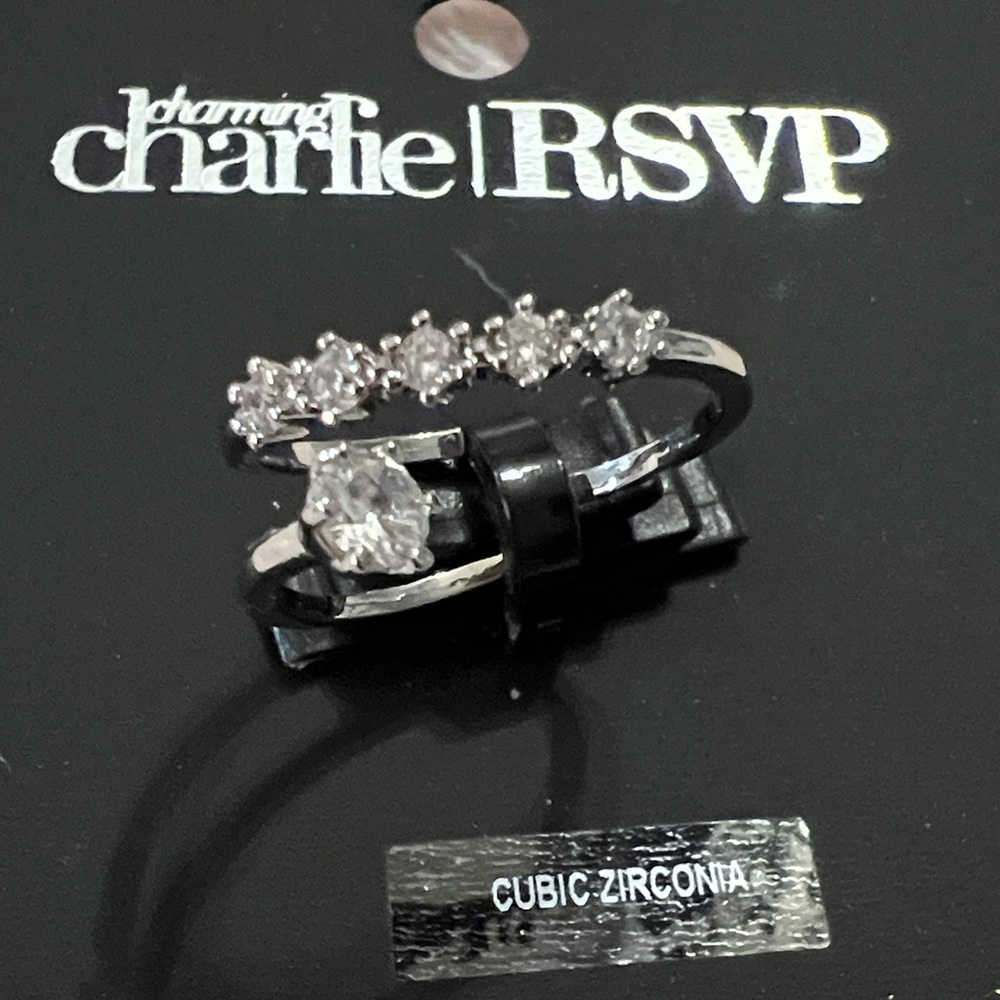 4/$10 Charming Charlie Silver Cubic Zirconia Wrap Ring Lot 281